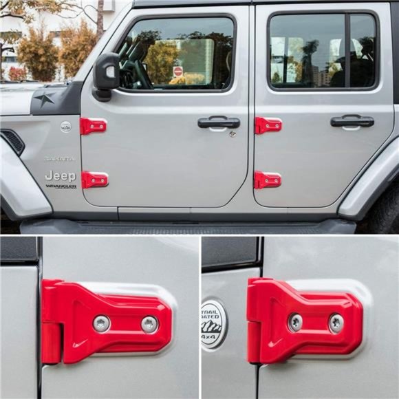 Door Hinge Cover Trim Exterior Accessories Decoration for 2018-2022 (Red 8PCS)